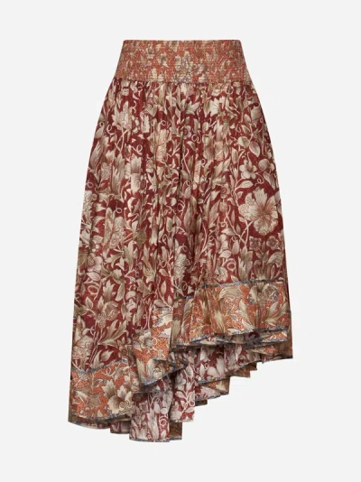 Zimmermann Chintz Asymmetric Floral-print Silk Crepe De Chine Midi Skirt In Spliced