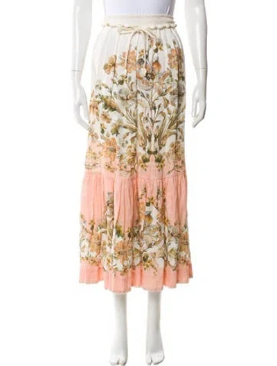 Pre-owned Zimmermann Chintz Tiered Midi Midi Length Skirt W/ Tags In Neutral