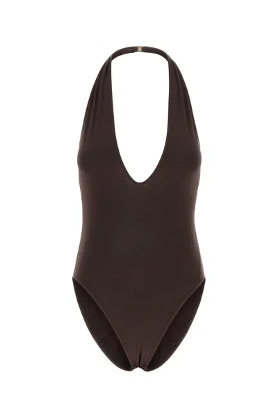 Zimmermann Chocolate Stretch Viscose Luca Bodysuit In Brown