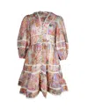 Zimmermann Cira Crochet-trimmed Floral-print Cotton Mini Dress In Multi