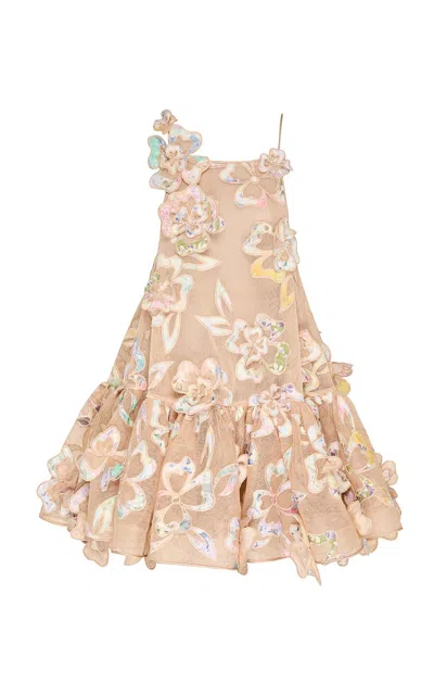 Zimmermann Clash Appliqué Mini Dress In Neutral