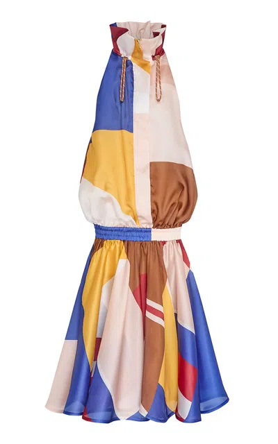 Zimmermann Clash Billow Silk Maxi Dress In Multi