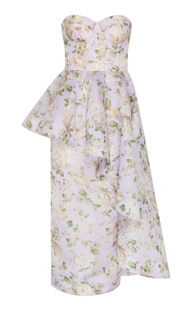 Zimmermann Clash Corset Silk Midi Dress In Multi