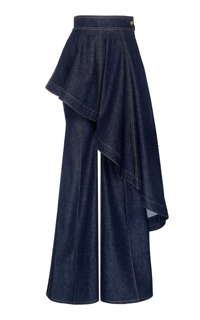 Zimmermann Clash Denim Peplum Flare Jeans In Brown