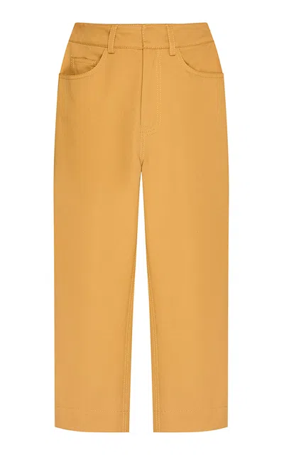Zimmermann Clash Drill Cotton Capri Pants In Yellow