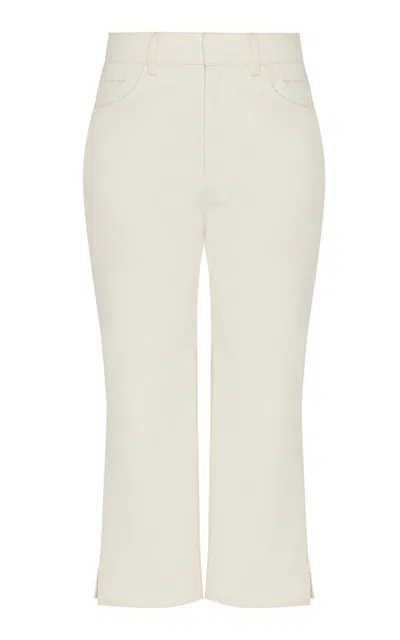 Zimmermann Clash Drill Cotton Capri Pants In White