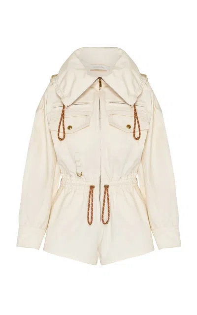Zimmermann Clash Drill Cotton Playsuit In White