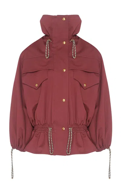 Zimmermann Clash Drill Drawstring Cotton Jacket In Burgundy