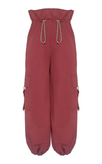 Zimmermann Clash Drill Drawstring Cotton Pants In Burgundy