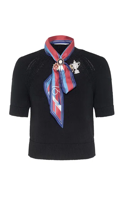 Zimmermann Clash Embellished Cotton Tee In Black