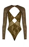 Zimmermann Clash Lace Bodysuit In Brown
