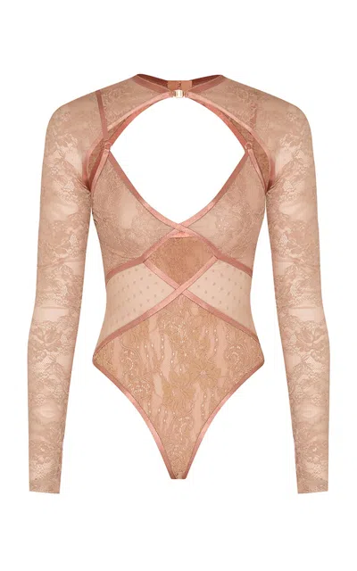 Zimmermann Clash Lace Bodysuit In Neutral