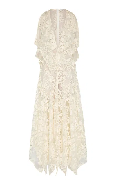 Zimmermann Clash Lace Cotton-blend Maxi Dress In Gold