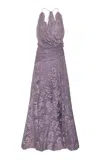 Zimmermann Clash Lace Drape Maxi Dress In Purple