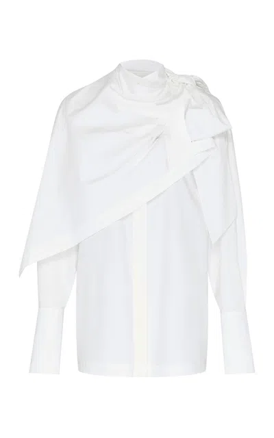Zimmermann Clash Poplin Cotton Drape Shirt In White