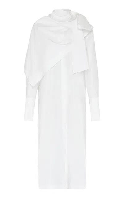 Zimmermann Clash Poplin Cotton Midi Dress In White