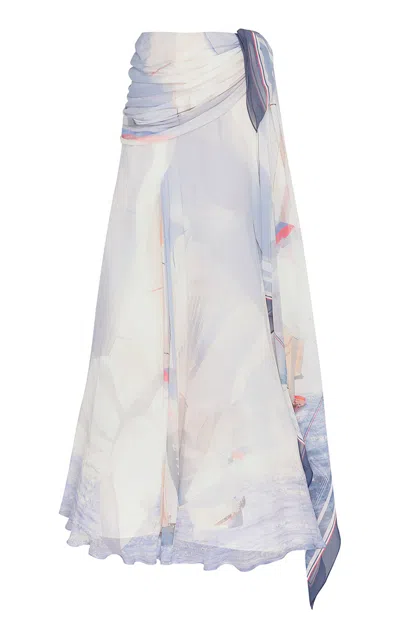 Zimmermann Clash Sail Silk Maxi Skirt In Multi
