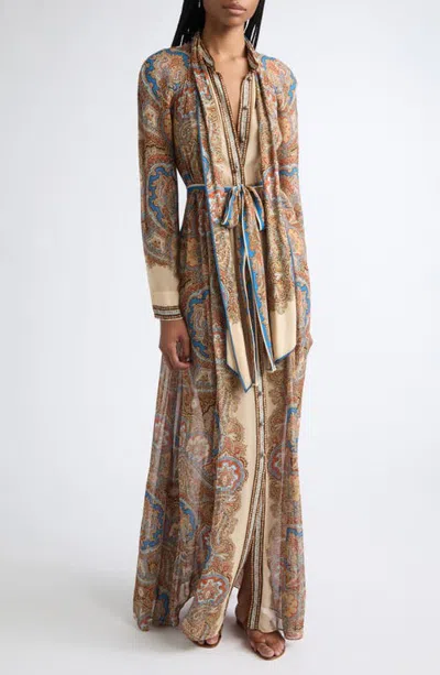 Zimmermann Clash Sheath Maxi Dress In Brown