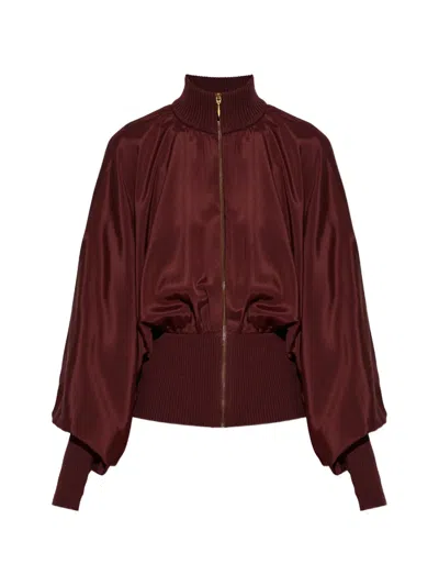 Zimmermann Clash Silk Bomber Jacket In Red
