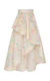 Zimmermann Clash Silk Floral Peplum Midi Skirt In Multi