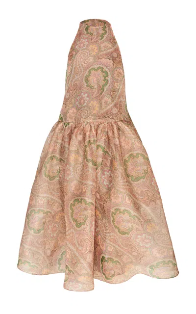 Zimmermann Clash Silk Lantern Midi Dress In Multi