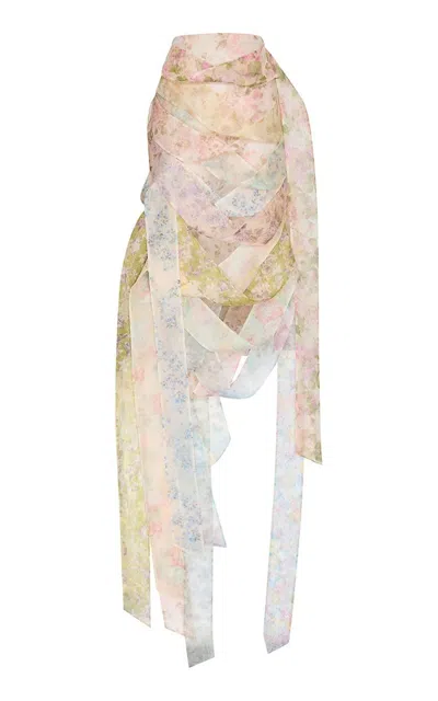 Zimmermann Clash Silk Ribbon Midi Skirt In Multi