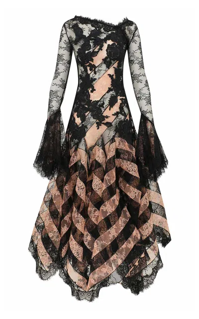 Zimmermann Clash Spliced Lace Maxi Dress In Black