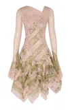 Zimmermann Clash Spliced Lace Mini Dress In Pink