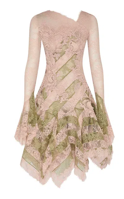 Zimmermann Clash Spliced Lace Mini Dress In Pink