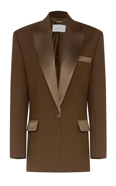 Zimmermann Clash Wool-blend Tuxedo Jacket In Brown