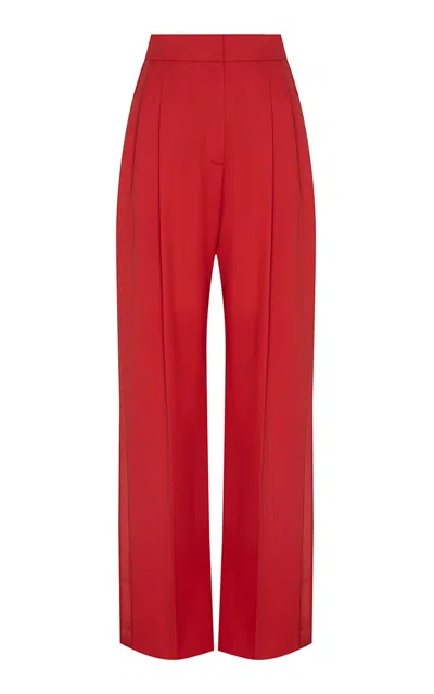 Zimmermann Clash Wool-blend Tuxedo Straight-leg Pants In Red