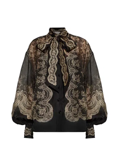 Zimmermann Clash-tie Blouse In Black