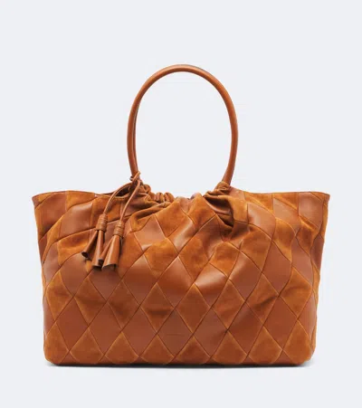 Zimmermann Cloud 91 Leather And Suede Shopper In Brown