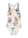 Zimmermann Clover Floral-print Racerback Swimsuit In Neutrals