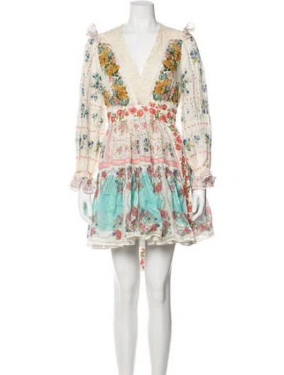Pre-owned Zimmermann Clover Patched Floral Mini Dress