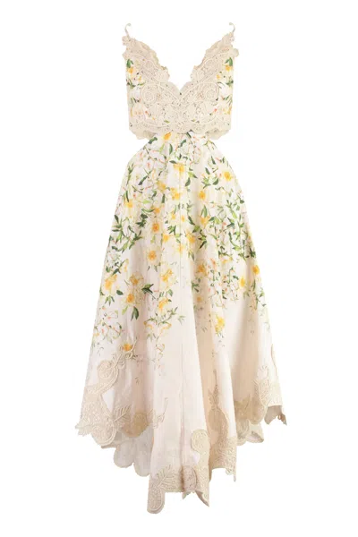 Zimmermann Coaster Battenburg Linen Dress In Ecru