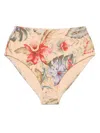 Zimmermann Coco High Waist Bikini Bottoms Tan Multi Floral In Multi