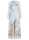 Zimmermann Coco Billow Floral-print Satin Maxi Dress In Blue