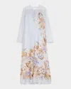 Zimmermann Coco Neck-tie Maxi Dress In Gray