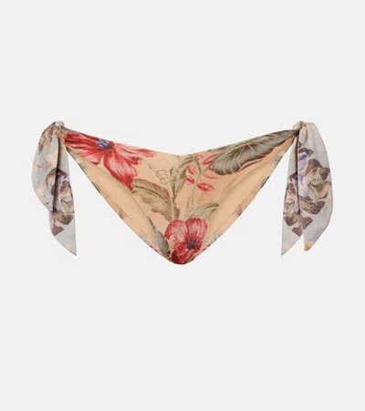 ZIMMERMANN COCO BOW-DETAIL FLORAL BIKINI BOTTOMS