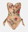Zimmermann Coco Bow-detail Floral Swimsuit