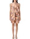 Zimmermann Coco Floral Print Bow Detail Minidres In Multi