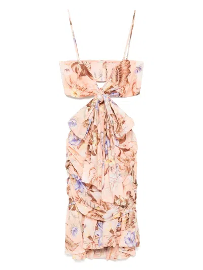 Zimmermann Coco Bow Front Mini Dress In Pink