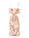 Zimmermann Coco Floral Cotton Minidress In Pink