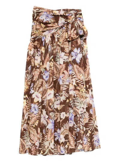 Zimmermann Coco Bow Maxi Skirt In Multi