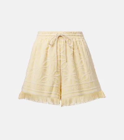 Zimmermann Coco Jacquard Terry Cloth Shorts In Yellow