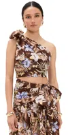 Zimmermann Coco Crop Bodice Chocolate Multi Floral