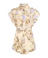 Zimmermann 'coco' One-piece Jumpsuit In Beige Linen With Multi Floral Women In Multi