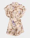 Zimmermann Coco One-piece Jumpsuit In Beige Linen In Neutral