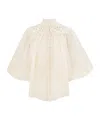Zimmermann Cream Ramie Coco Embroidered Blouse In White